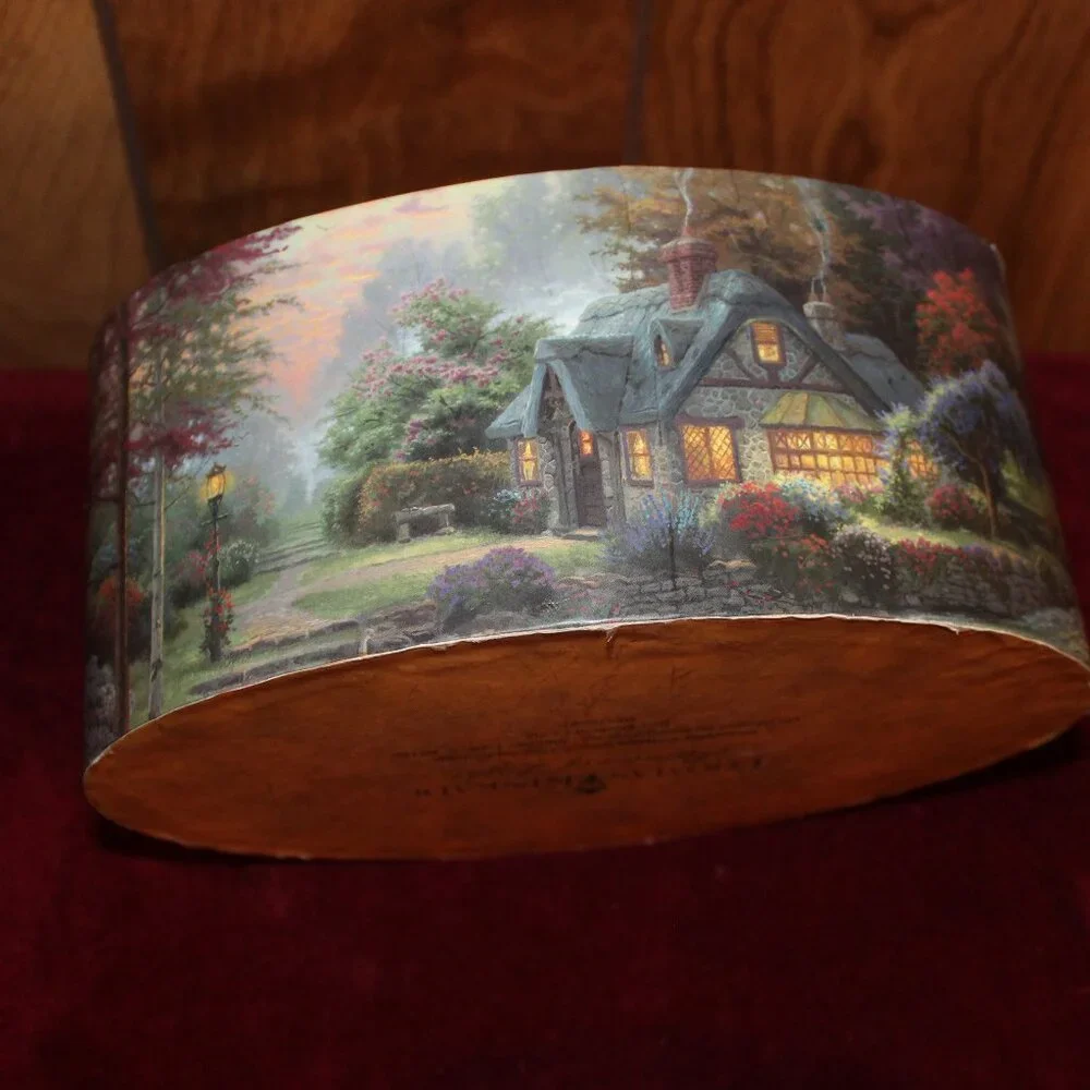 Thomas Kinkade Card Board Oval Box -Stillwater Cottage - 2005
